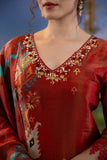 Red Shimmer Silk Organza Dupatta Suit Set