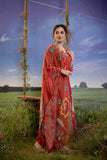 Red Shimmer Silk Organza Dupatta Suit Set