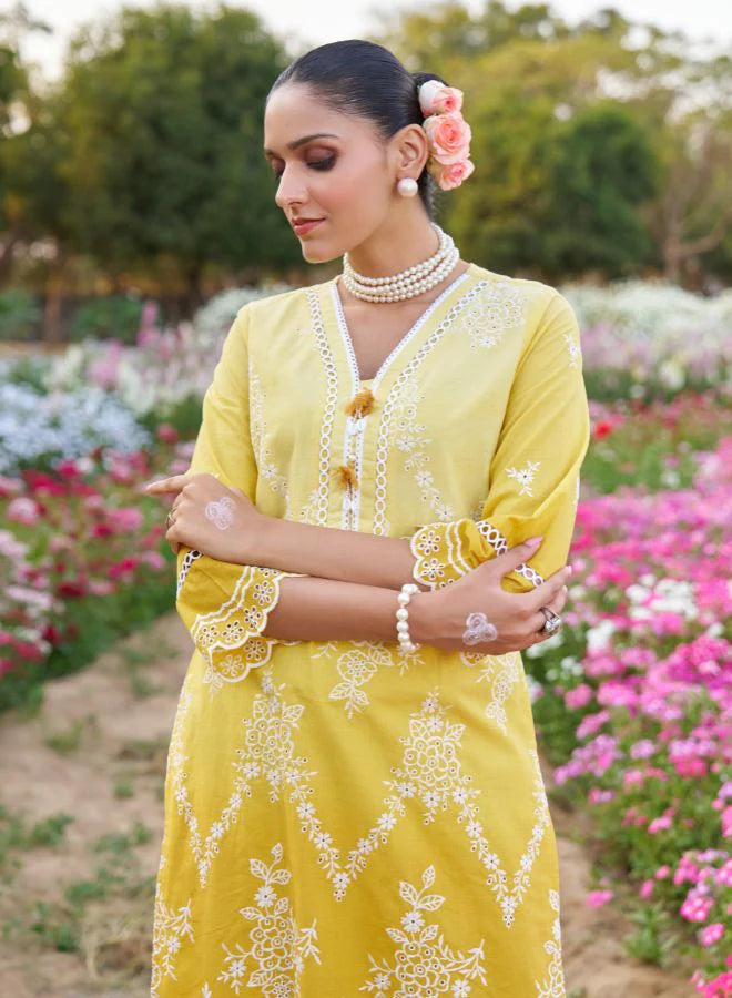 Premium Cotton Schiffle Cutwork  Co-Ord Set