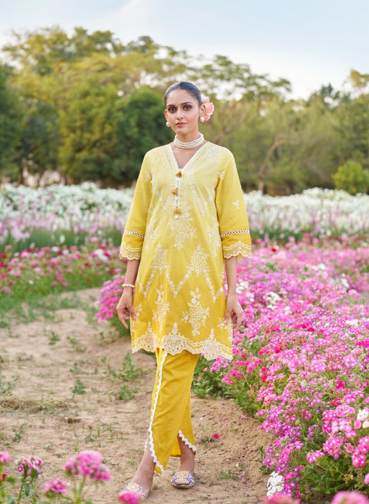 Premium Cotton Schiffle Cutwork  Co-Ord Set